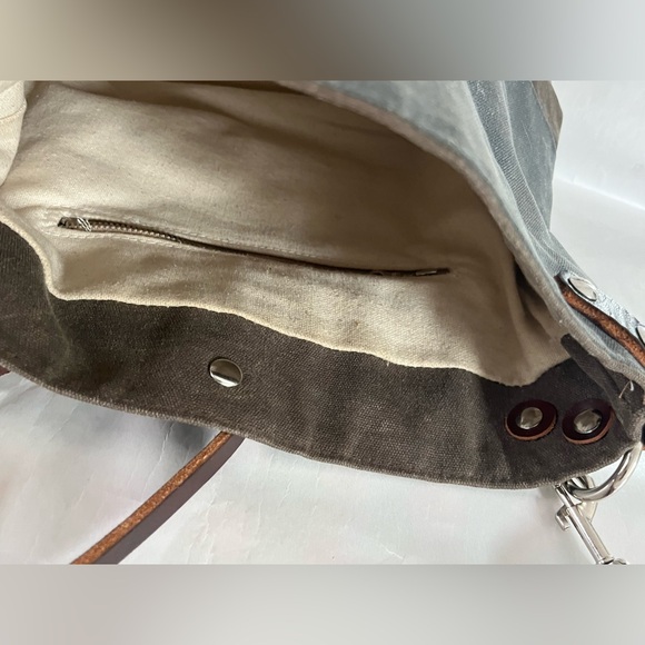WAXT by BABS waxed canvas & leather Crossbody Messenger bag purse satchel tote - Picture 13 of 13